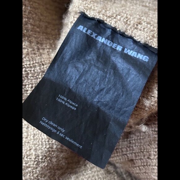 Alexander Wang Sweater Medium Women Beige Chunky Knit Alpaca Crotchet Turtleneck - Picture 8 of 8